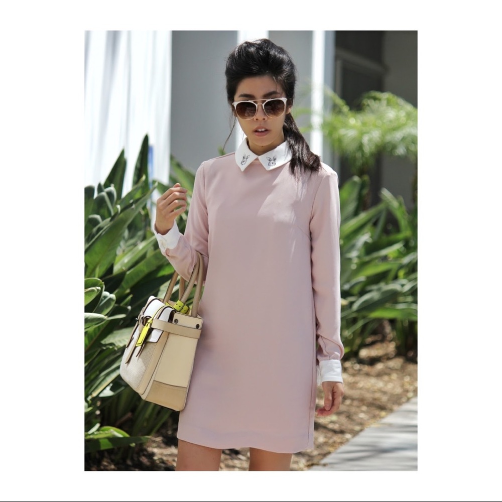 Victoria Beckham Bunny-Peter Pan Collar Pink Dress